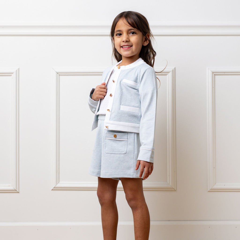 Organic French Terry Contrast Trim Cardigan - 95% Organic Cotton