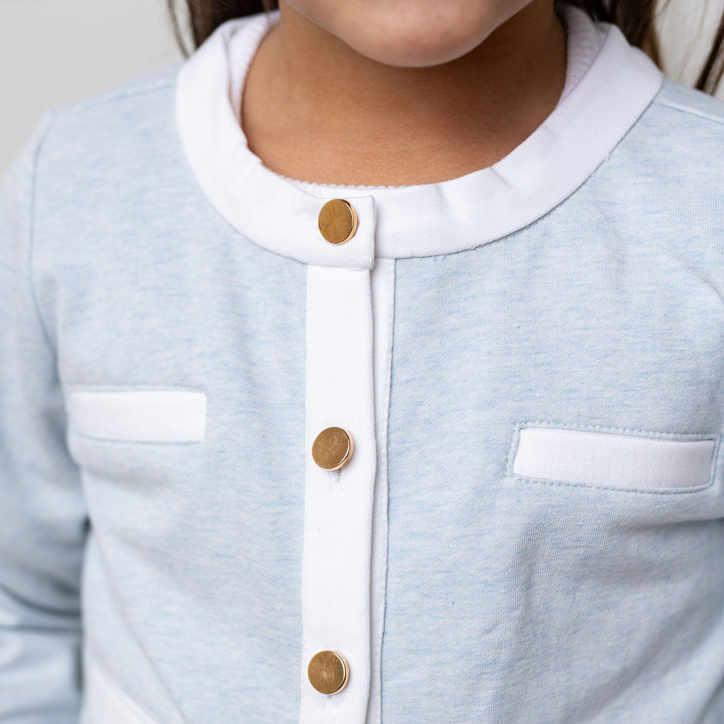 Organic French Terry Contrast Trim Cardigan - 95% Organic Cotton