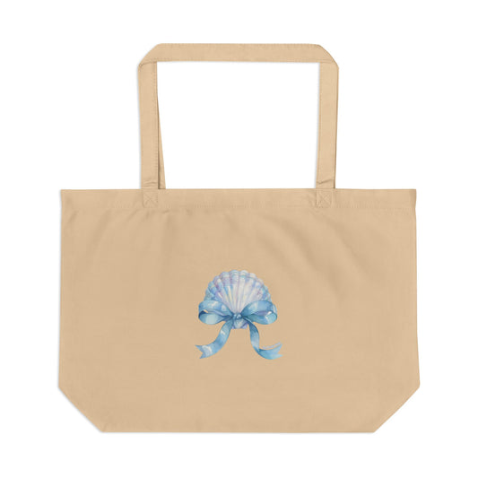Large Eco Tote - 'Salty but Sweet' Blue Shell Beach Tote