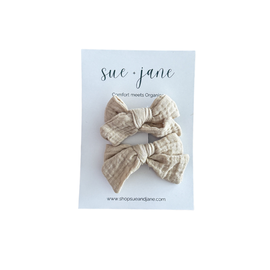 Natural Organic Cotton Bows - The Peony Haus