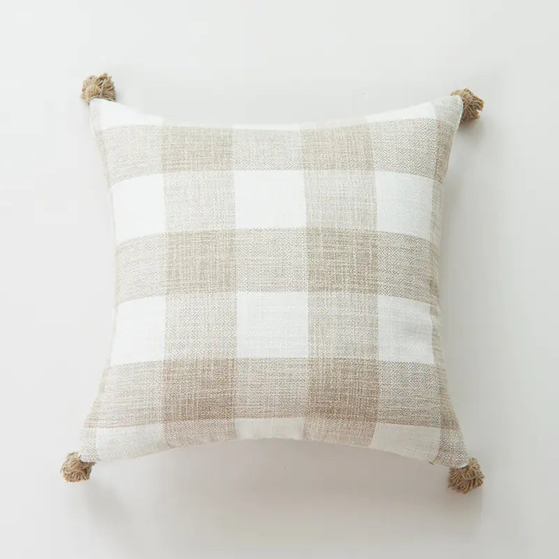 Thick Cotton Linen Striped Fringe Pillow Covers (In Stock)