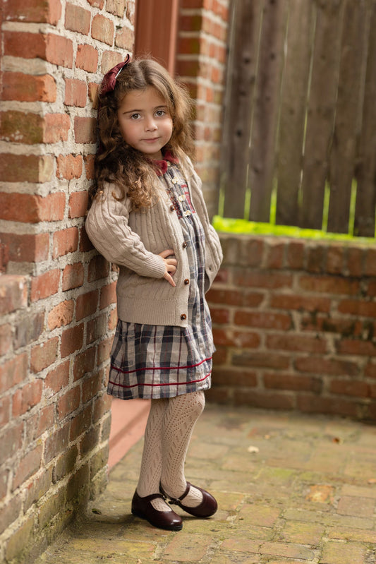 Oatmeal Girls Cardigan - 90% Cotton
