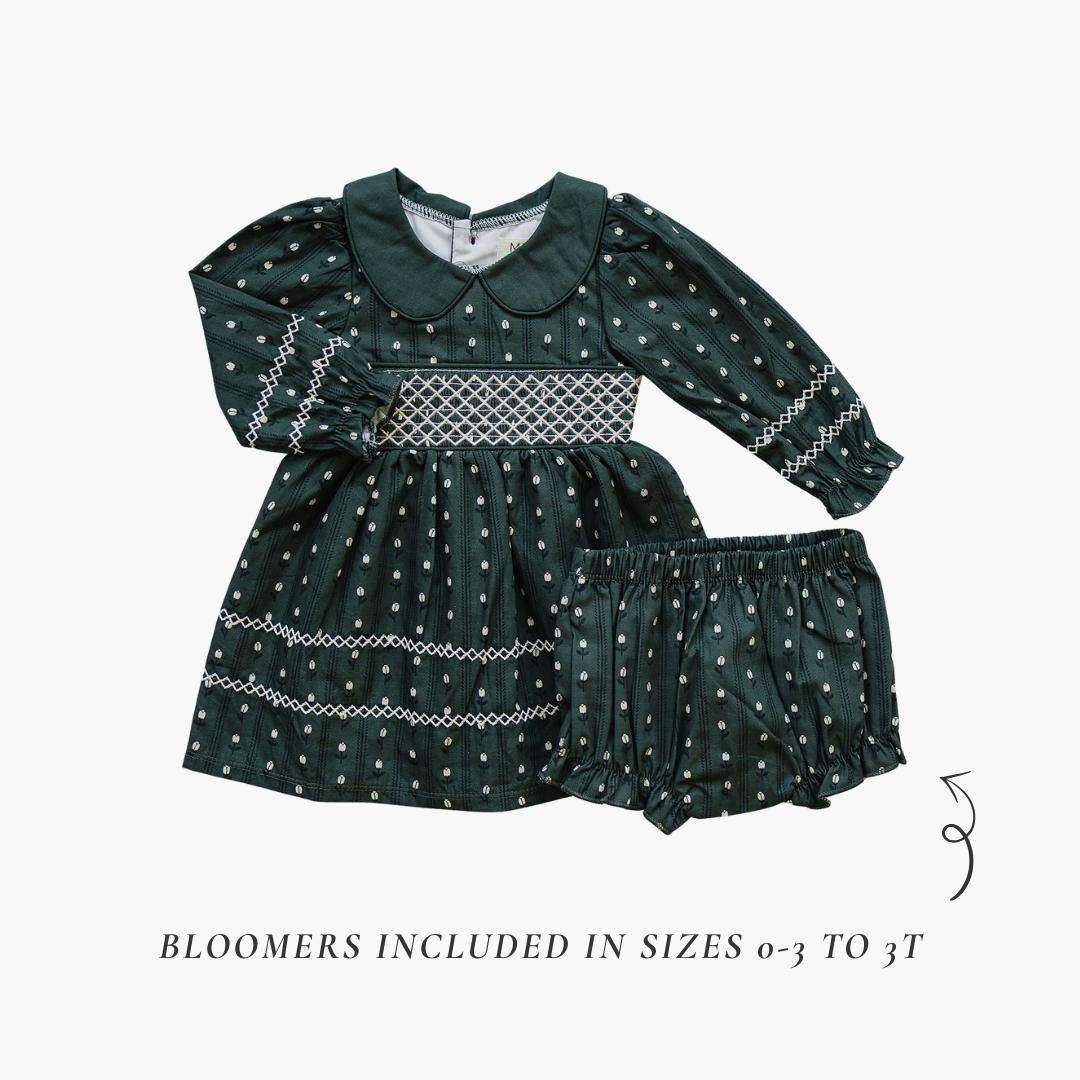 Tulip Smocked Peter Pan Collar Dress - 95% Cotton