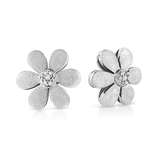 Sterling Silver Diamond Accent Flower Stud Earrings - The Peony Haus
