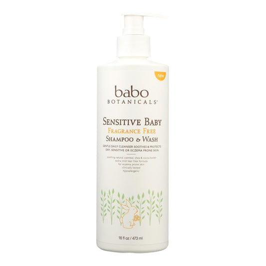 Babo Botanicals Fragrance-Free Body Wash - Gentle Daily Cleanser for Sensitive Skin - 16 Fl Oz