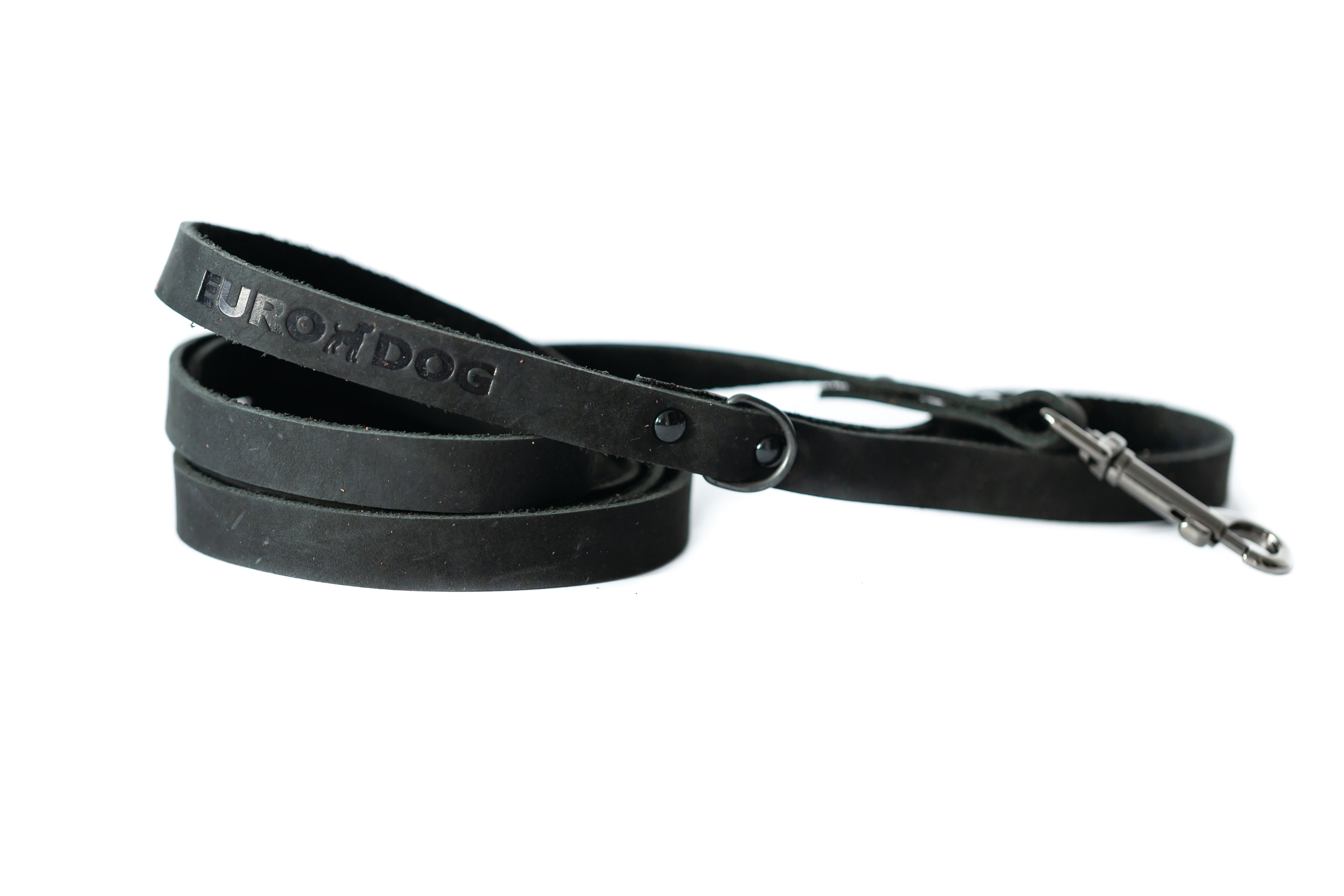 Sport Style Midnight Black Leather Leash