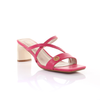 Square Toe Leather Strappy Heeled Sandal- Peach