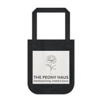 Organic Canvas Tote Bag with Floriography Peony Design by The Peony Haus - The Peony Haus