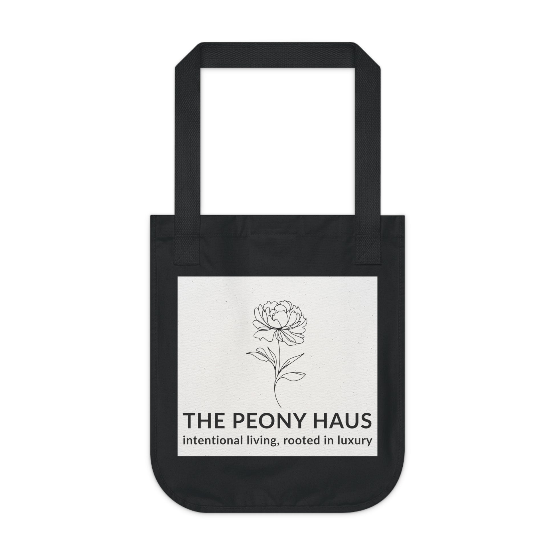 Organic Canvas Tote Bag with Floriography Peony Design by The Peony Haus - The Peony Haus