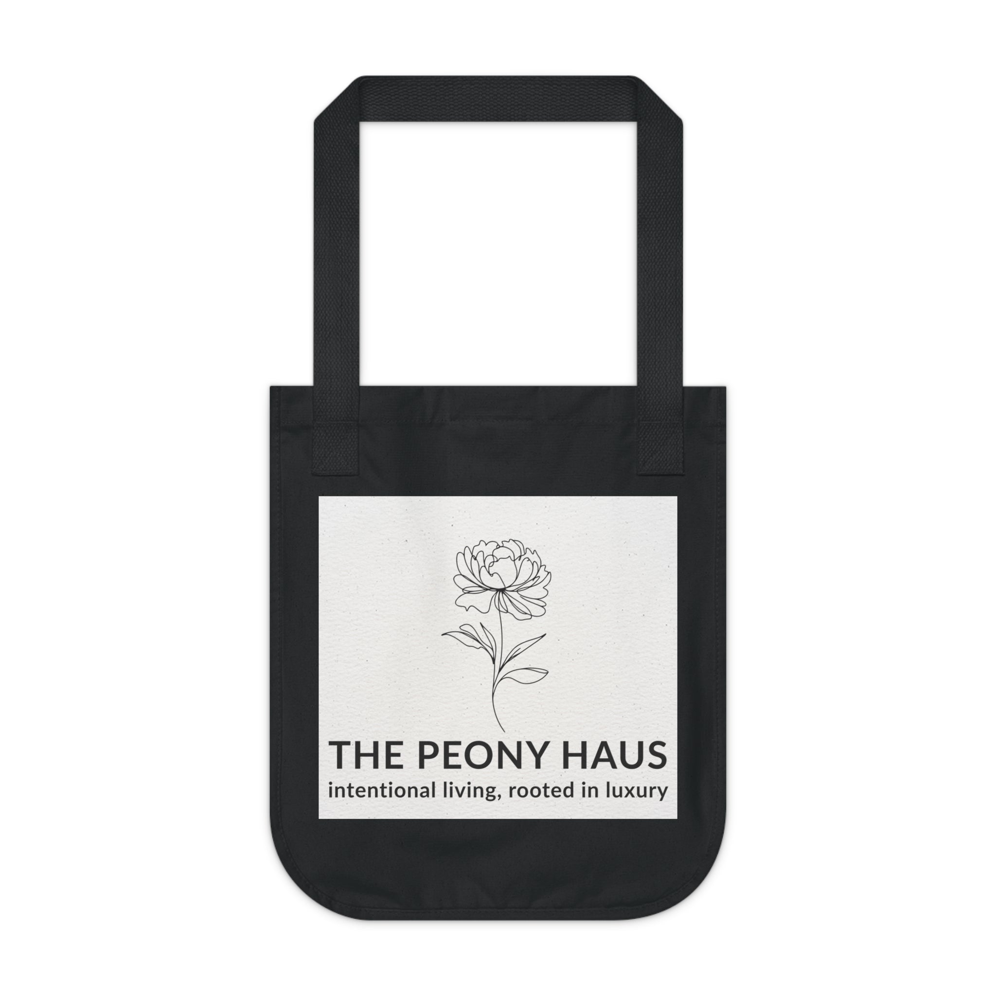Organic Canvas Tote Bag with Floriography Peony Design by The Peony Haus - The Peony Haus