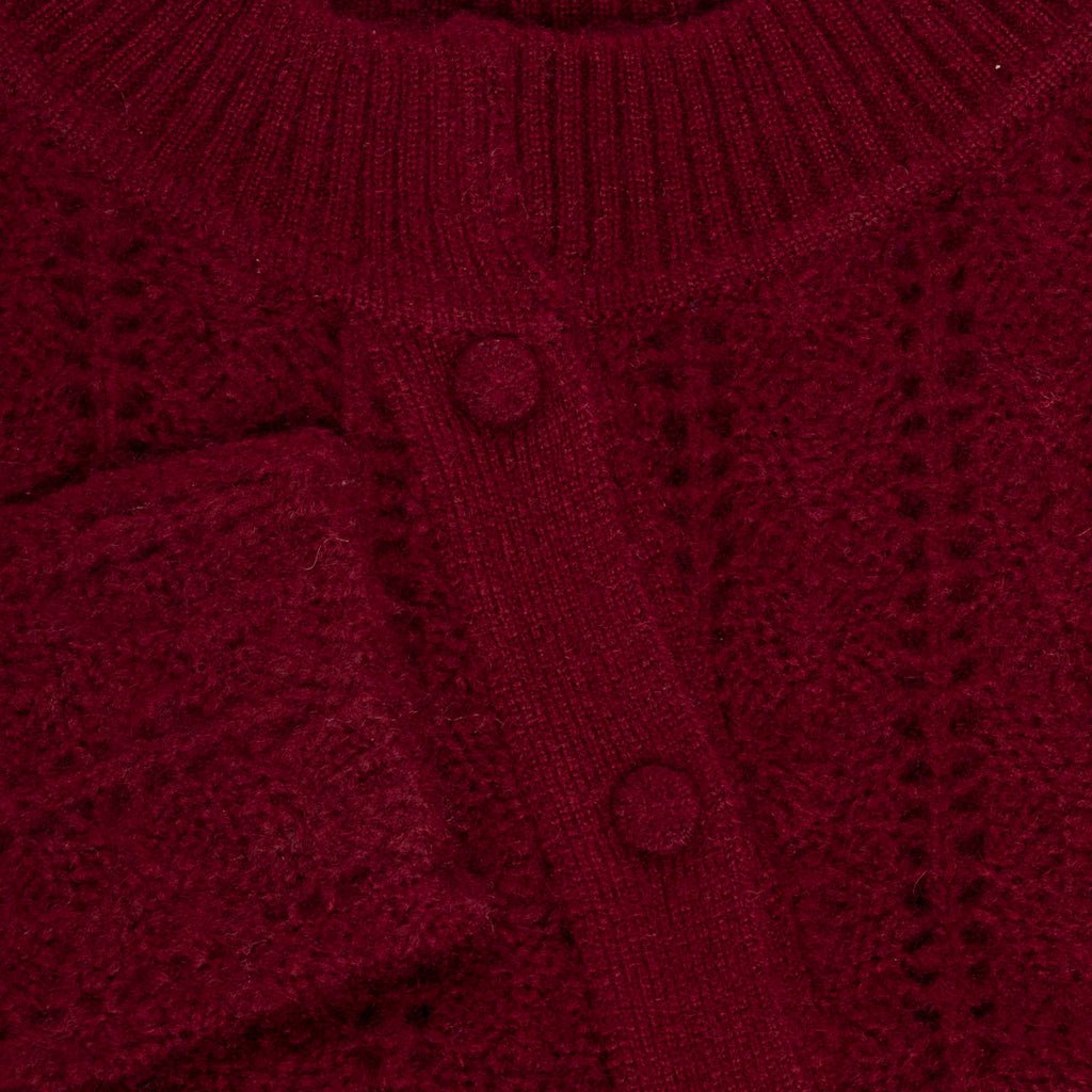Garnet Round Neck Asymmetrical In Fish Bone Knit Sweater