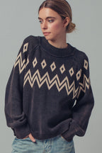 Nordic Jacquard Cotton Raglan Sweater