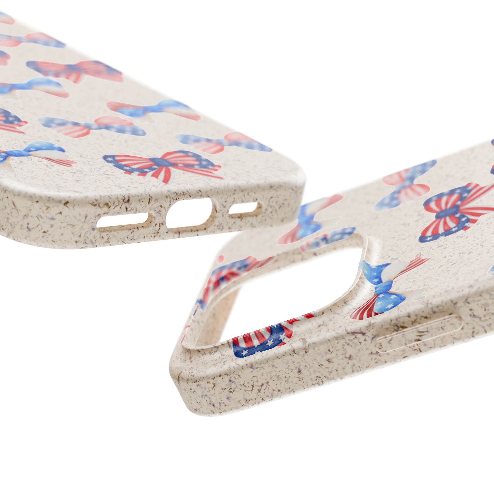 Red, White & Blue Bow Phone Case, Eco-Friendly Cell Phone Cover, Patriotic Biodegradable Case, USA Independence Day Gift, Summer Celebration - The Peony Haus