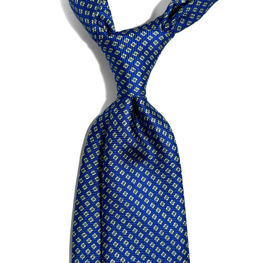 Royal Blue Micro-Geometric Silk Tie (Handmade in Italy) - The Peony Haus