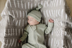 Sage Organic Ribbed Newborn Knot Hat- 95% Organic Cotton