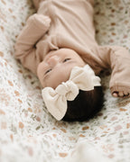 Vanilla Organic Cotton Ribbed Head Wrap- 95% Organic Cotton