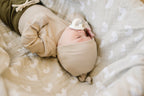Oatmeal Organic Ribbed Newborn Knot Hat - 95% Organic Cotton