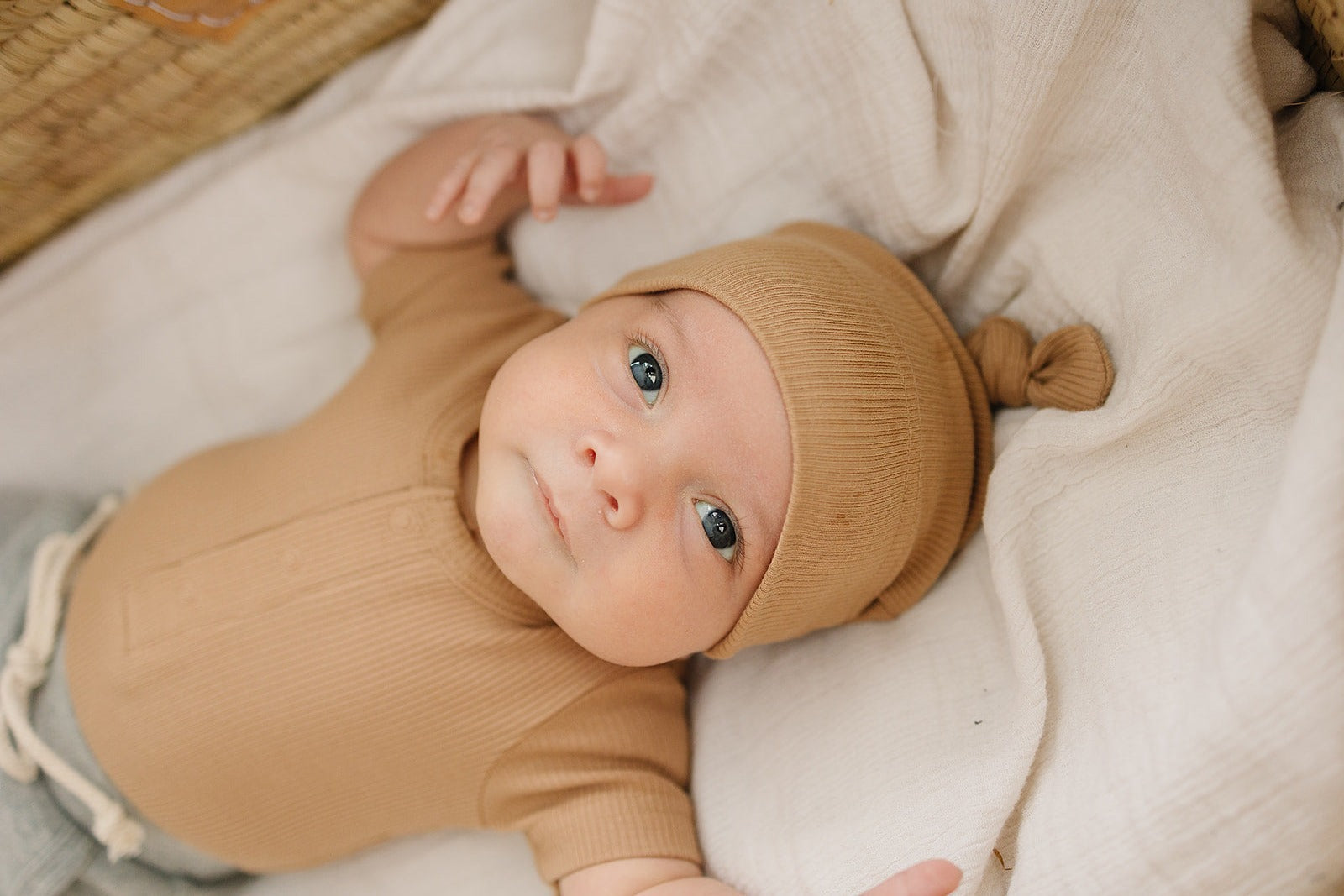 Cafe Organic Ribbed Newborn Knot Hat - 95% Organic Cotton