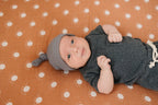 Grey Organic Ribbed Newborn Knot Hat - 95% Organic Cotton