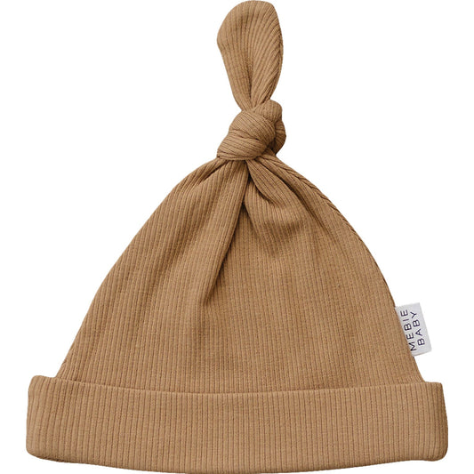 Cafe Organic Ribbed Newborn Knot Hat - 95% Organic Cotton