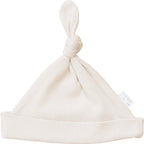 Vanilla Organic Ribbed Newborn Knot Hat- 95% Organic Cotton