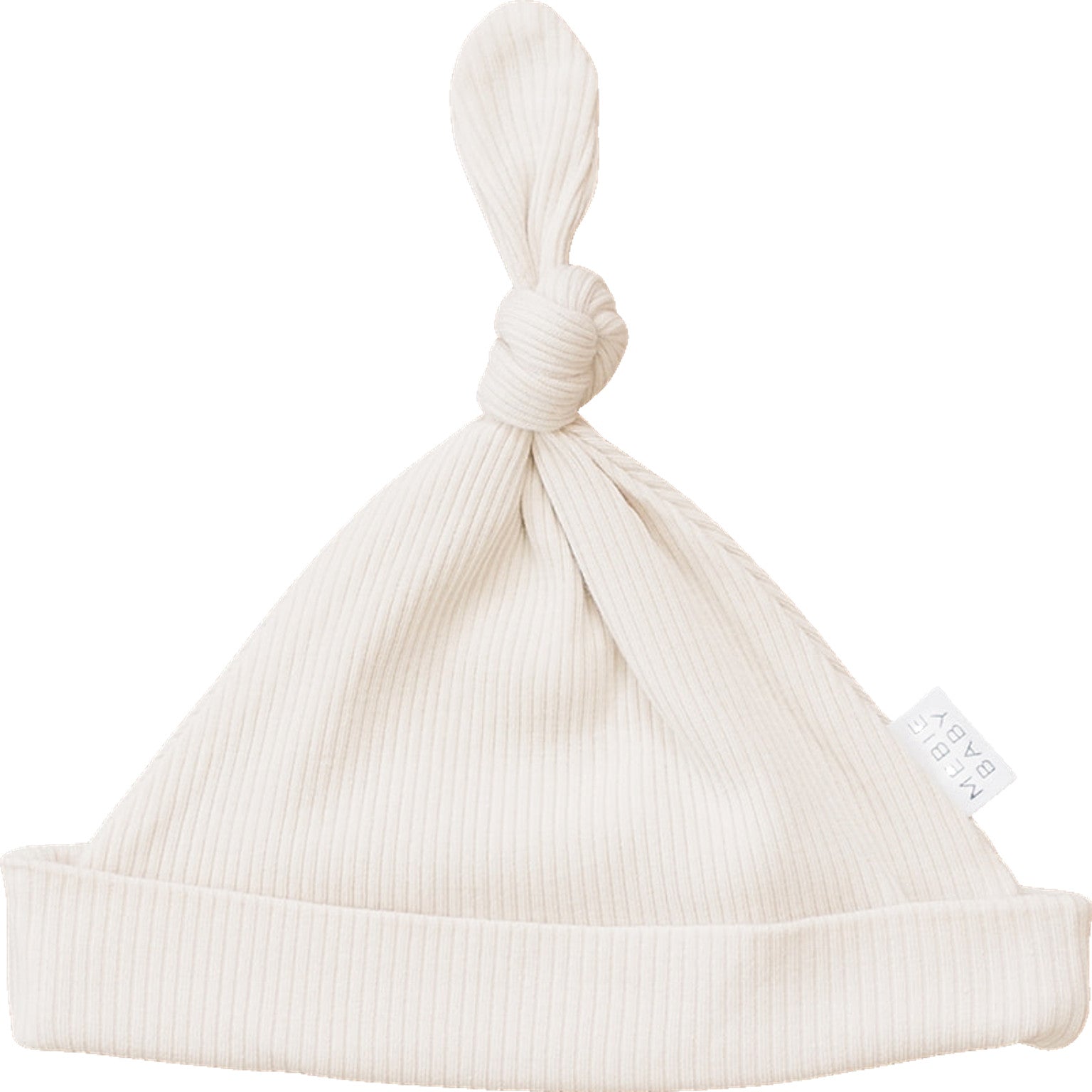 Vanilla Organic Ribbed Newborn Knot Hat- 95% Organic Cotton