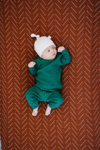 Vanilla Organic Ribbed Newborn Knot Hat- 95% Organic Cotton