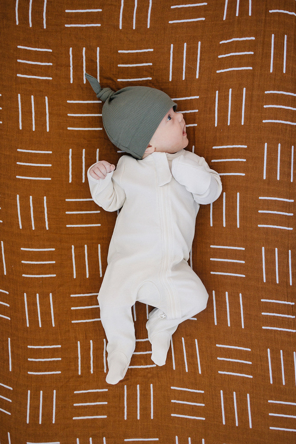 Winter Green Organic Ribbed Newborn Knot Hat - 95% Organic Cotton