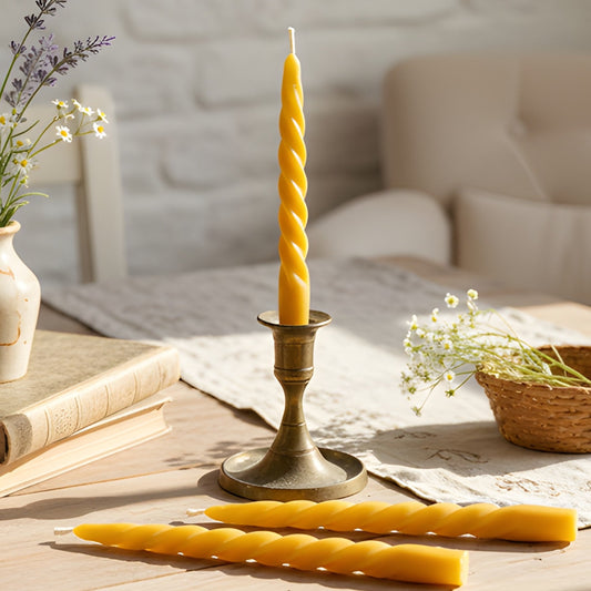 Spiral Beeswax Taper Candles