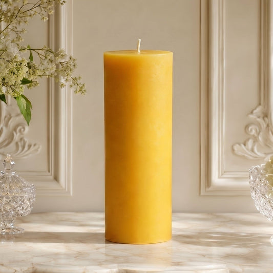 3x9 Beeswax Pillar Candle