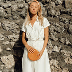 ARYA Safari Linen Midi Dress In Off White - The Peony Haus
