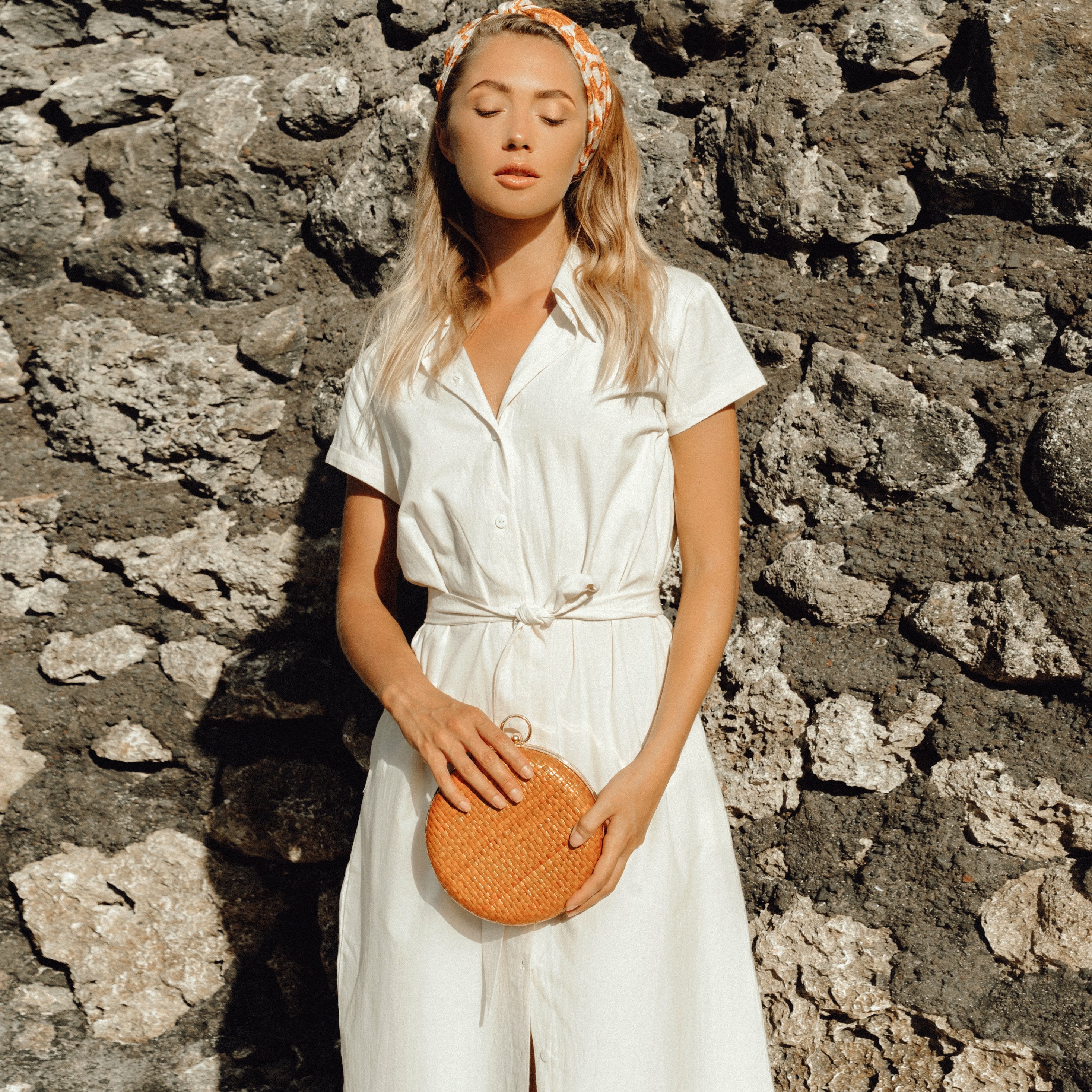 ARYA Safari Linen Midi Dress In Off White - The Peony Haus