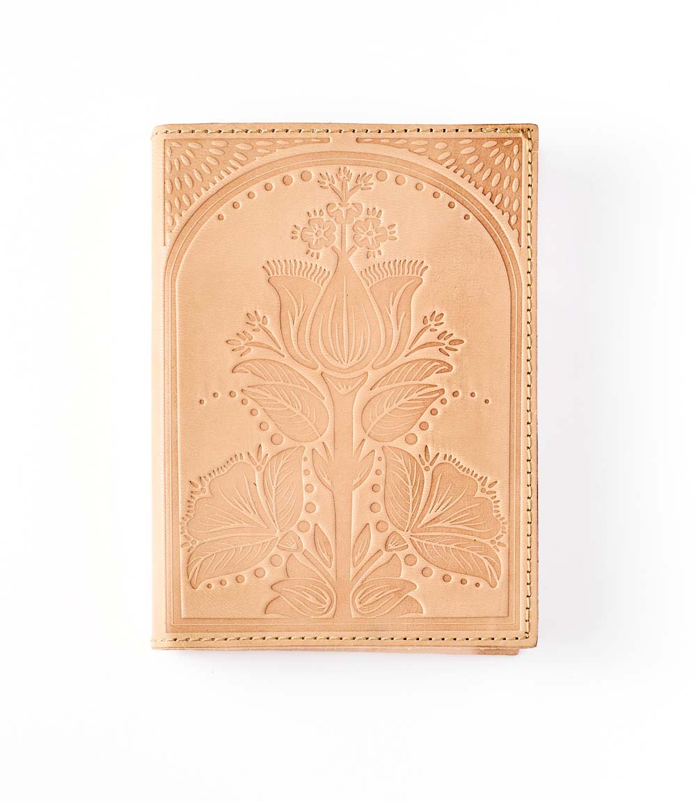 Embossed Neutral Leather Floral 5x7 Journal - Refillable Notebook - The Peony Haus