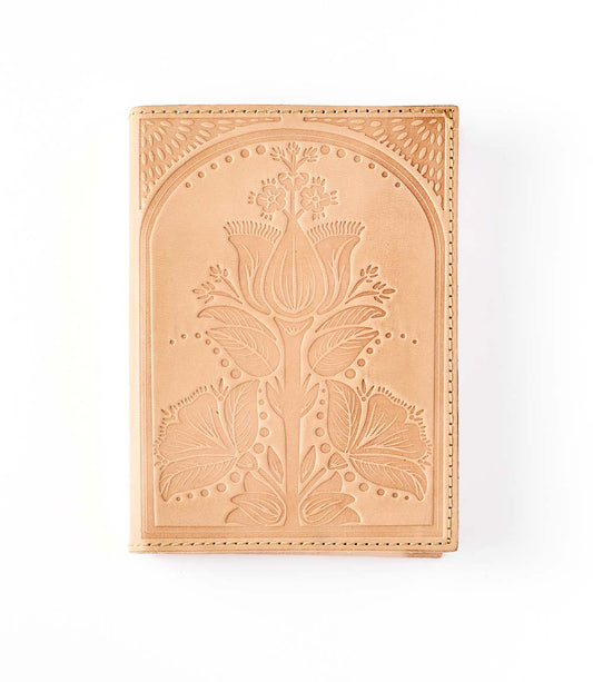 Embossed Neutral Leather Floral 5x7 Journal - Refillable Notebook - The Peony Haus
