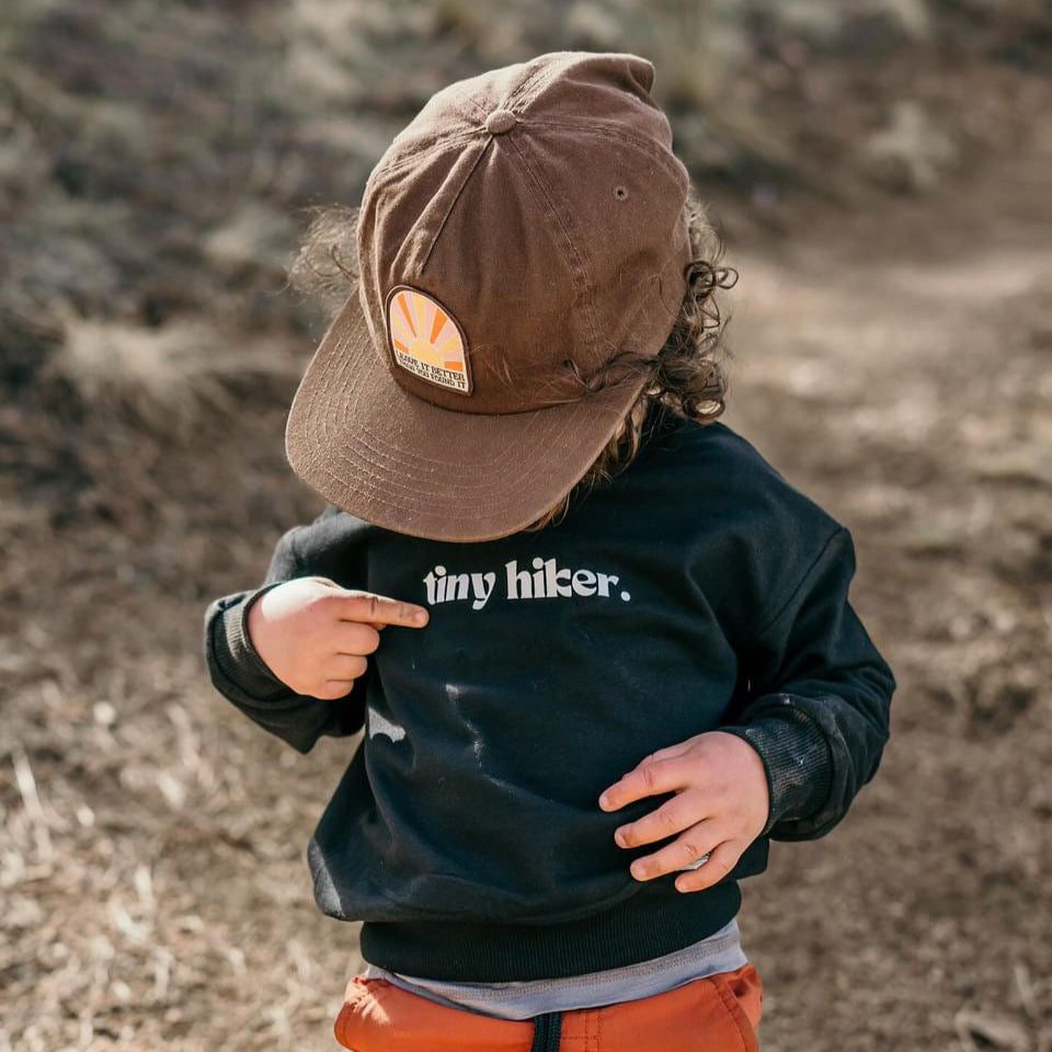 Kid's Organic Pullover in Black, Choose your adventure - 95% Cotton