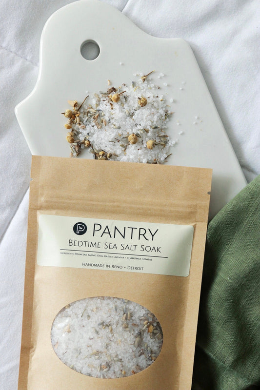 Bedtime Sea Salt Bath Tea - Lavender + Chamomile Epsom Salt Bath - The Peony Haus