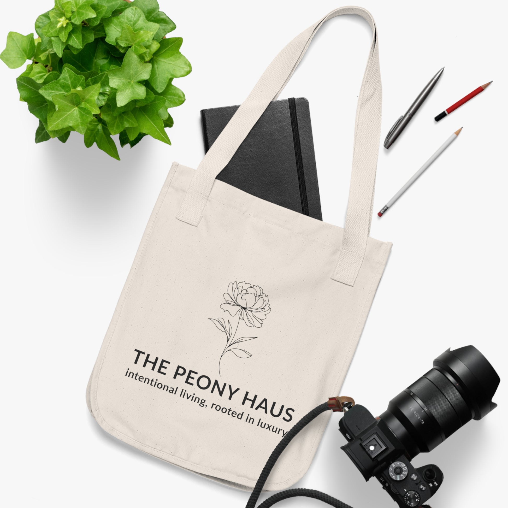 Elegant Organic Canvas Tote Bag for Eco-Friendly Living - by The Peony Haus - The Peony Haus