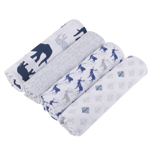 In the Wild Cotton Muslin Swaddle 4PK - The Peony Haus