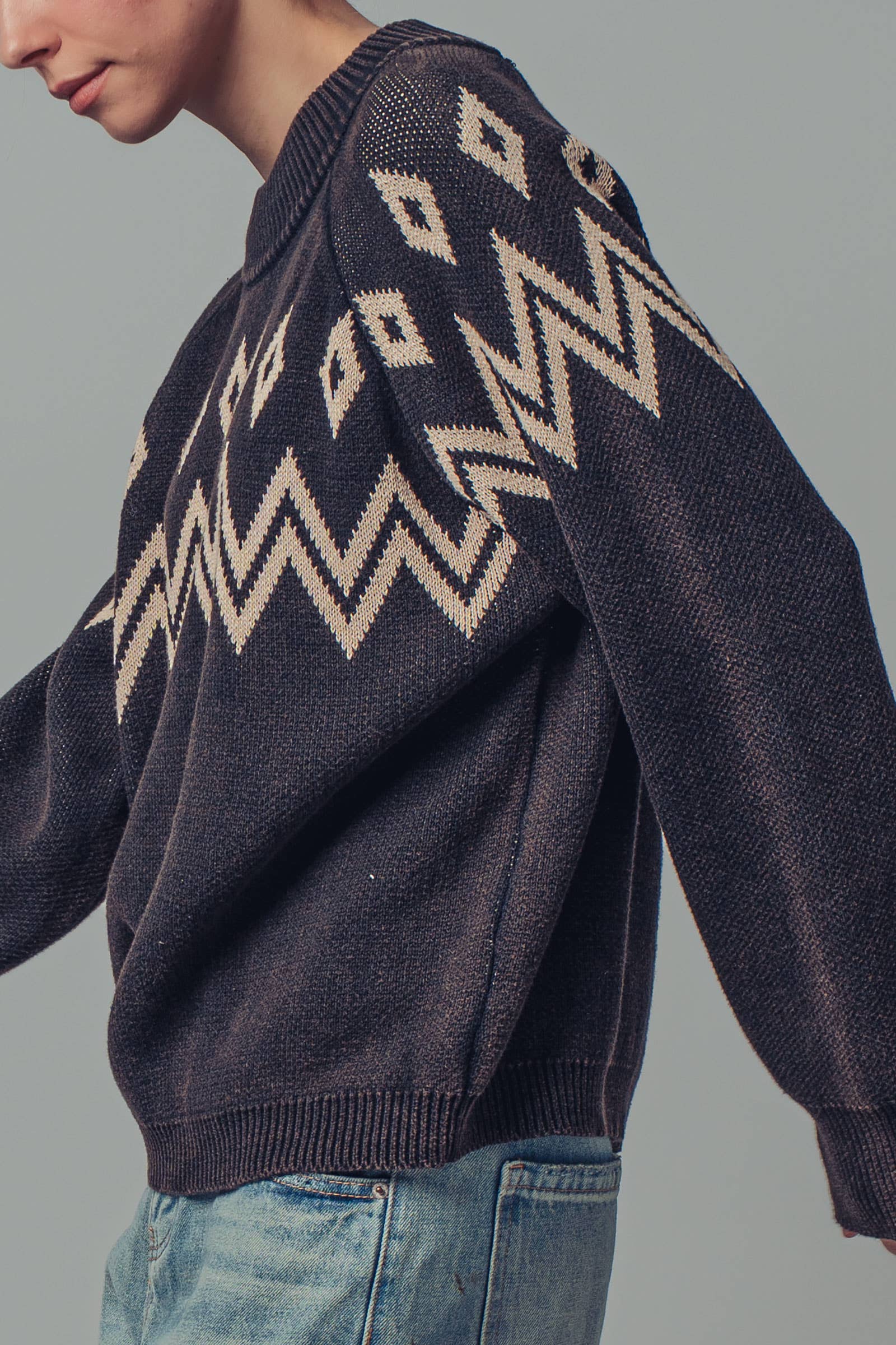 Nordic Jacquard Cotton Raglan Sweater