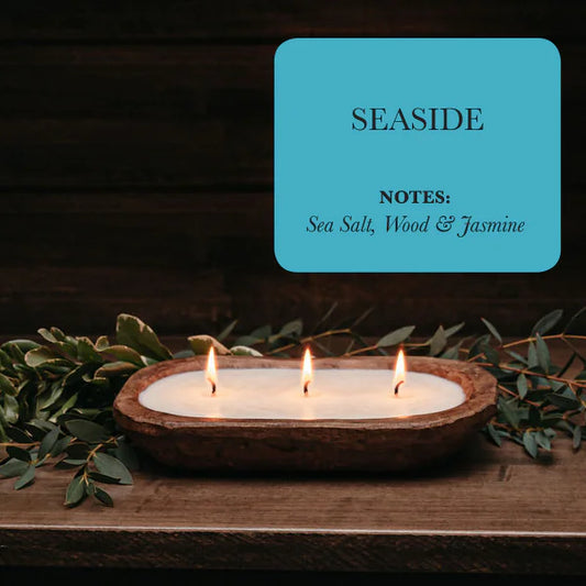 3-Wick Dough Bowl Soy Candle - Seaside - The Peony Haus