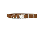 Modern Style Quick-Release Earth Brown Leather Dog Collar