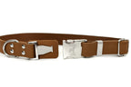 Modern Style Quick-Release Earth Brown Leather Dog Collar