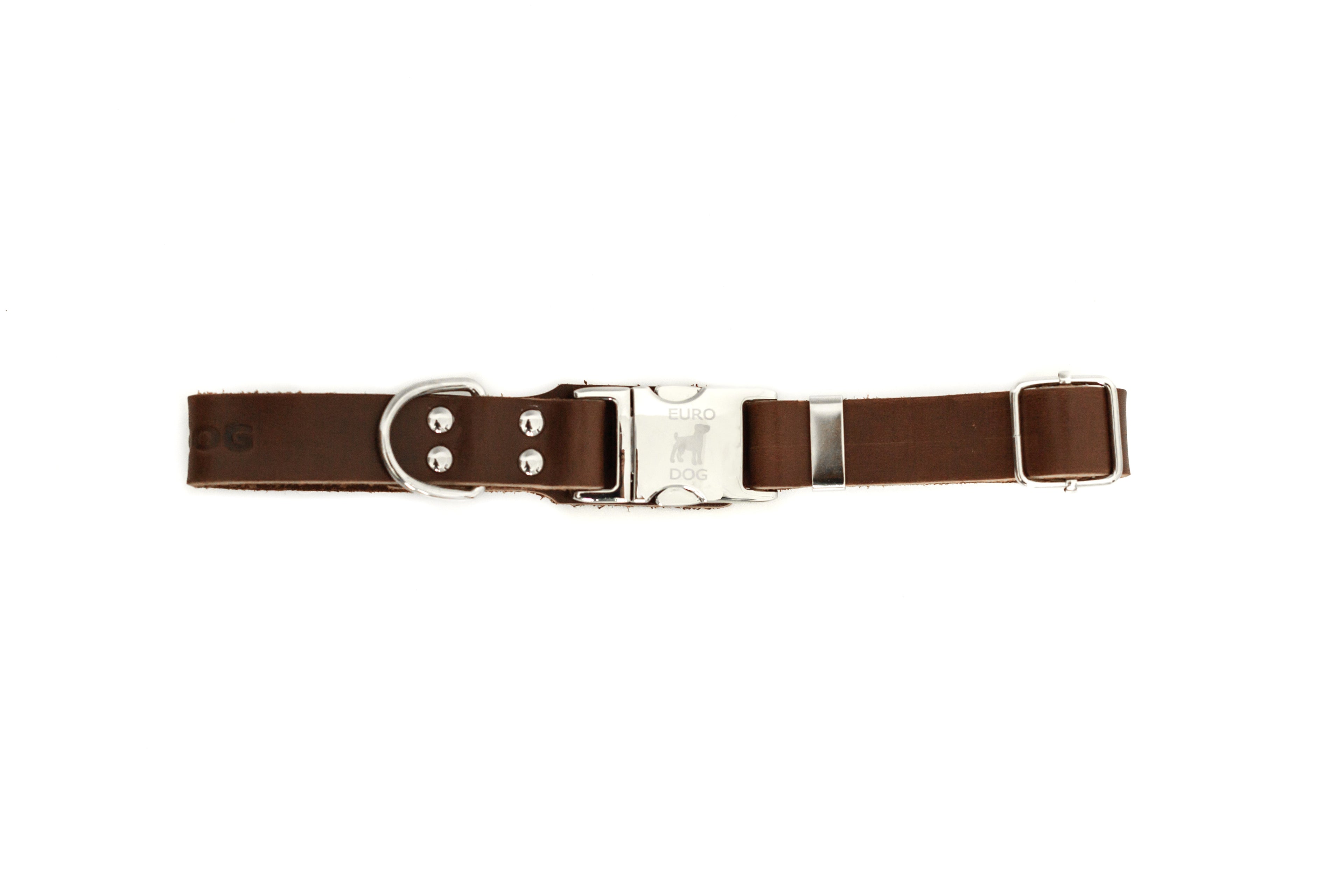 Modern Style Quick-Release Chocolate Leather Dog Collar