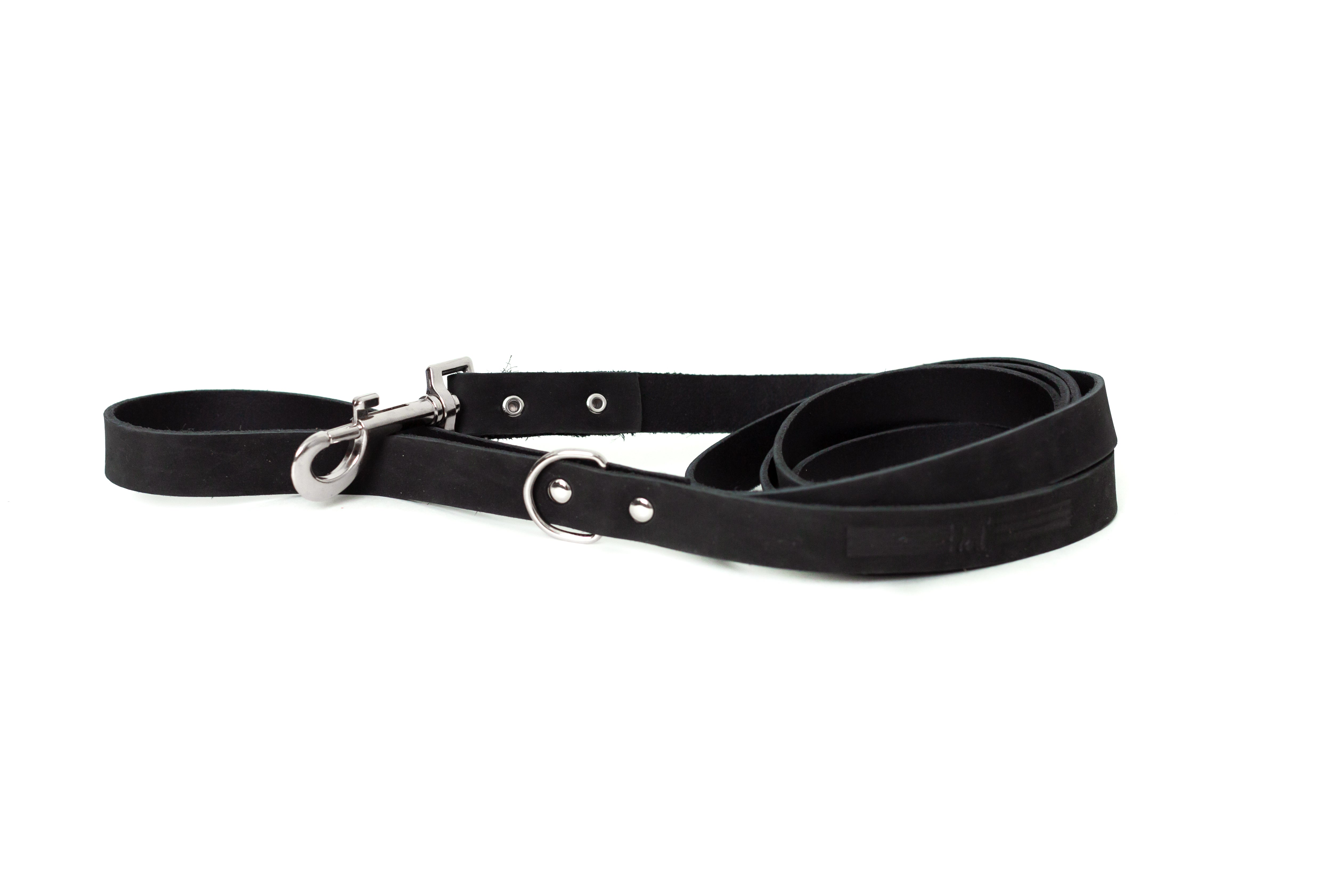 Modern Style Midnight Black Leather Leash