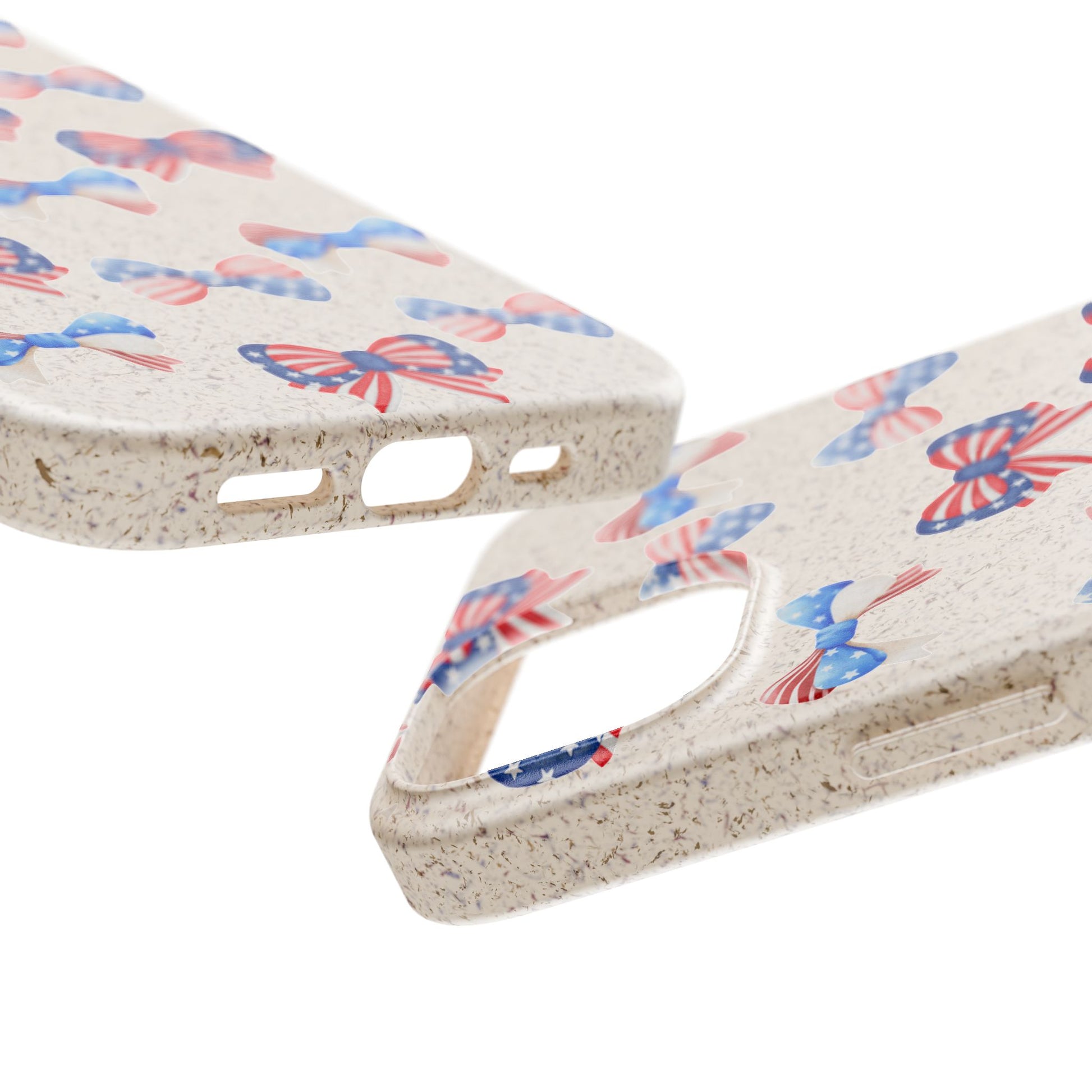 Red, White & Blue Bow Phone Case, Eco-Friendly Cell Phone Cover, Patriotic Biodegradable Case, USA Independence Day Gift, Summer Celebration - The Peony Haus