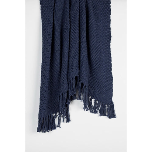 Indigo Woven Cotton Throw Blanket