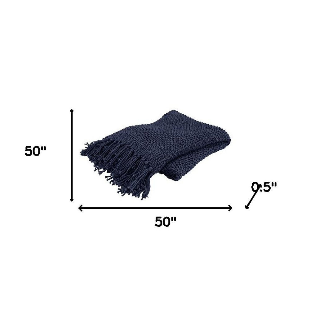 Indigo Woven Cotton Throw Blanket