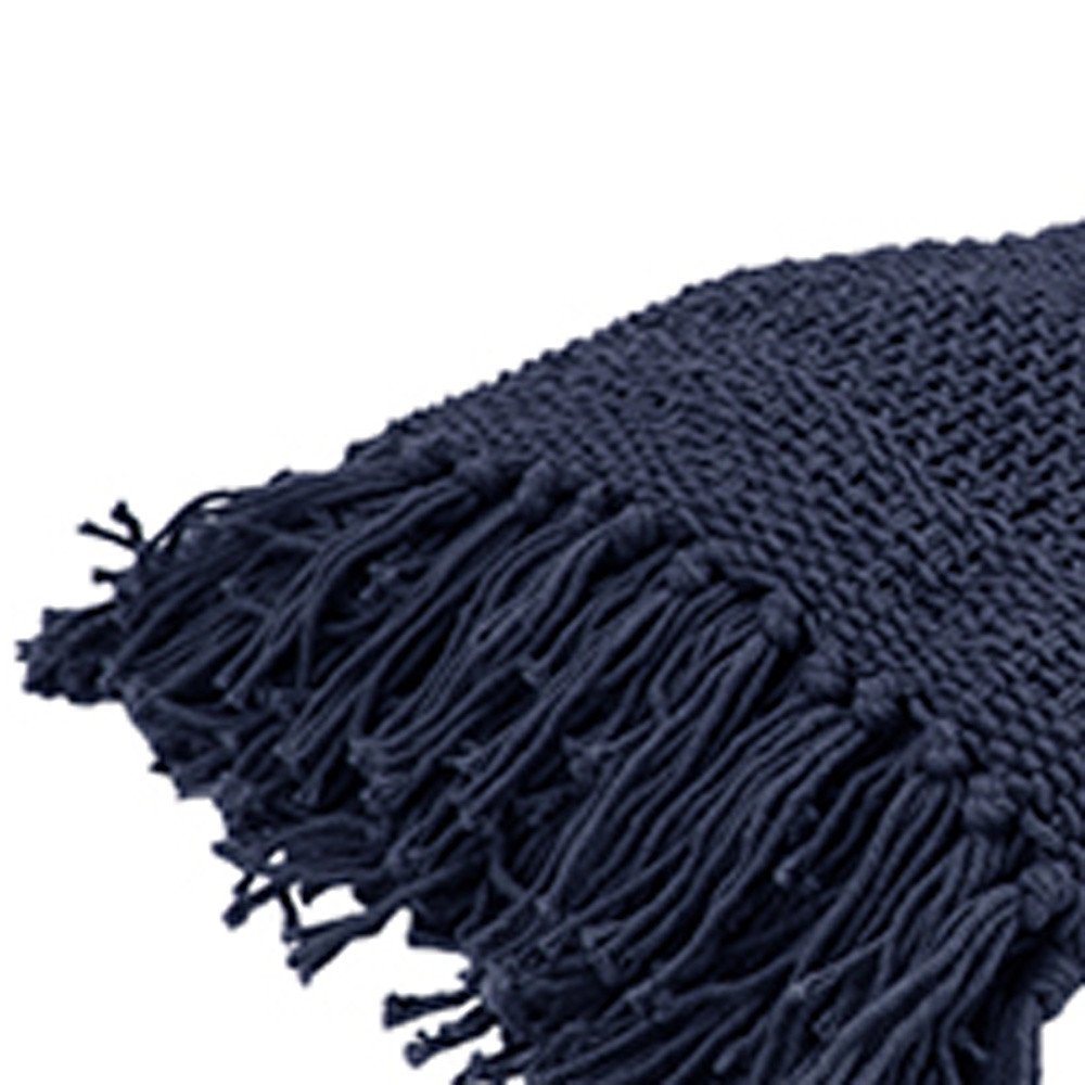 Indigo Woven Cotton Throw Blanket