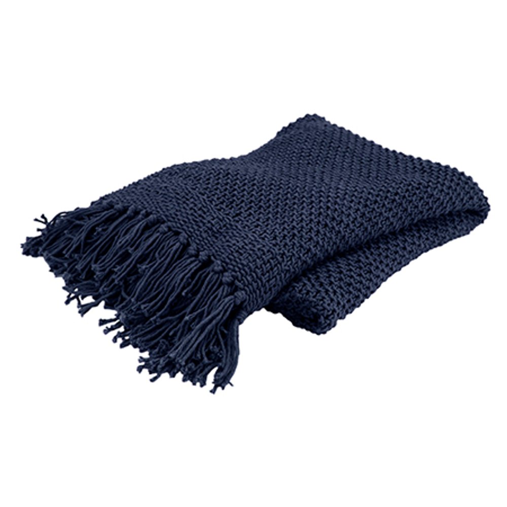 Indigo Woven Cotton Throw Blanket