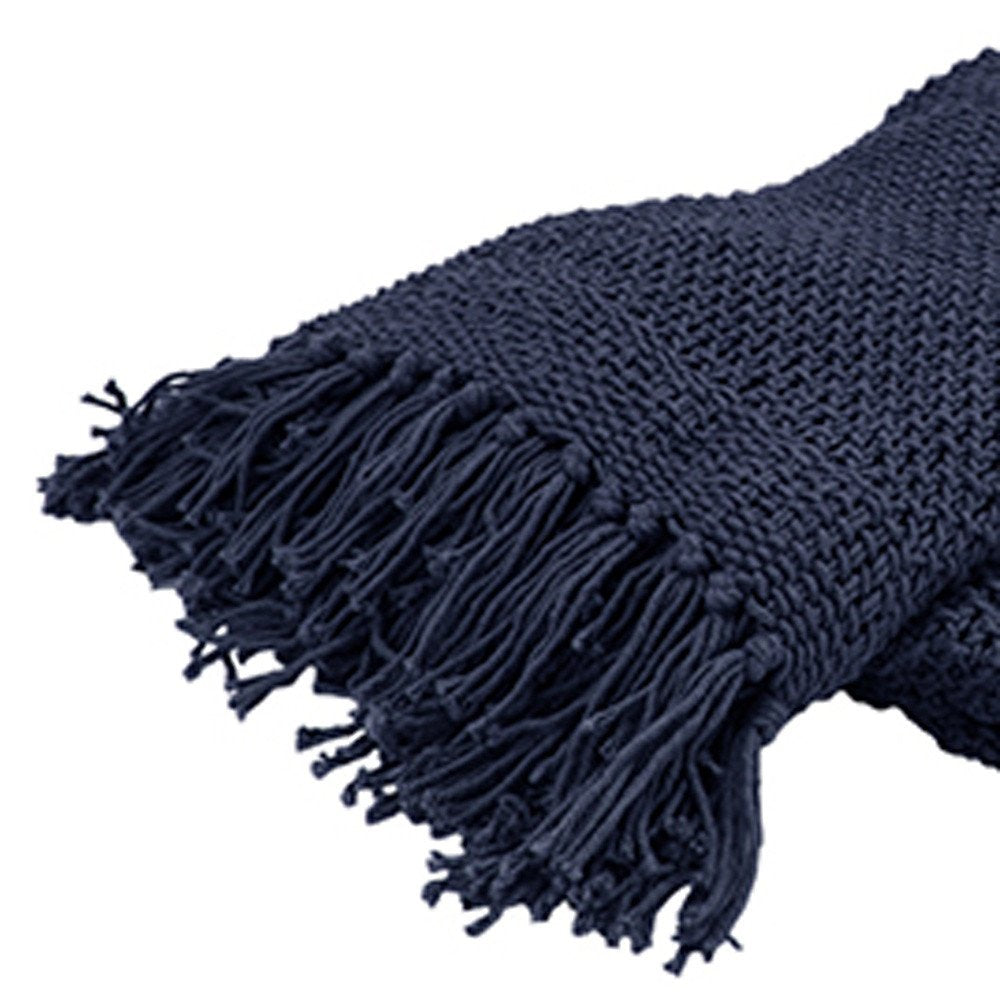 Indigo Woven Cotton Throw Blanket